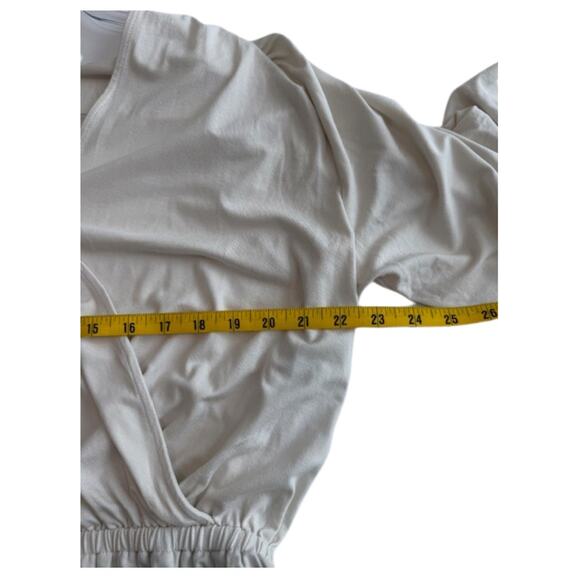 Ralph Lauren Peplum Blouse Three-Quarter Sleeve Wrap Tie Waist Size XL Cream NWT - Picture 4 of 7